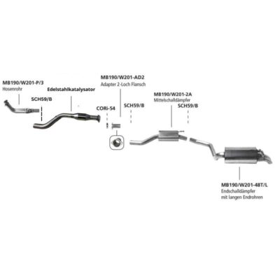 Bastuck Edelstahl Abgasanlage Mercedes Benz 190E 2.3-16 W201 16V mit Katalysator